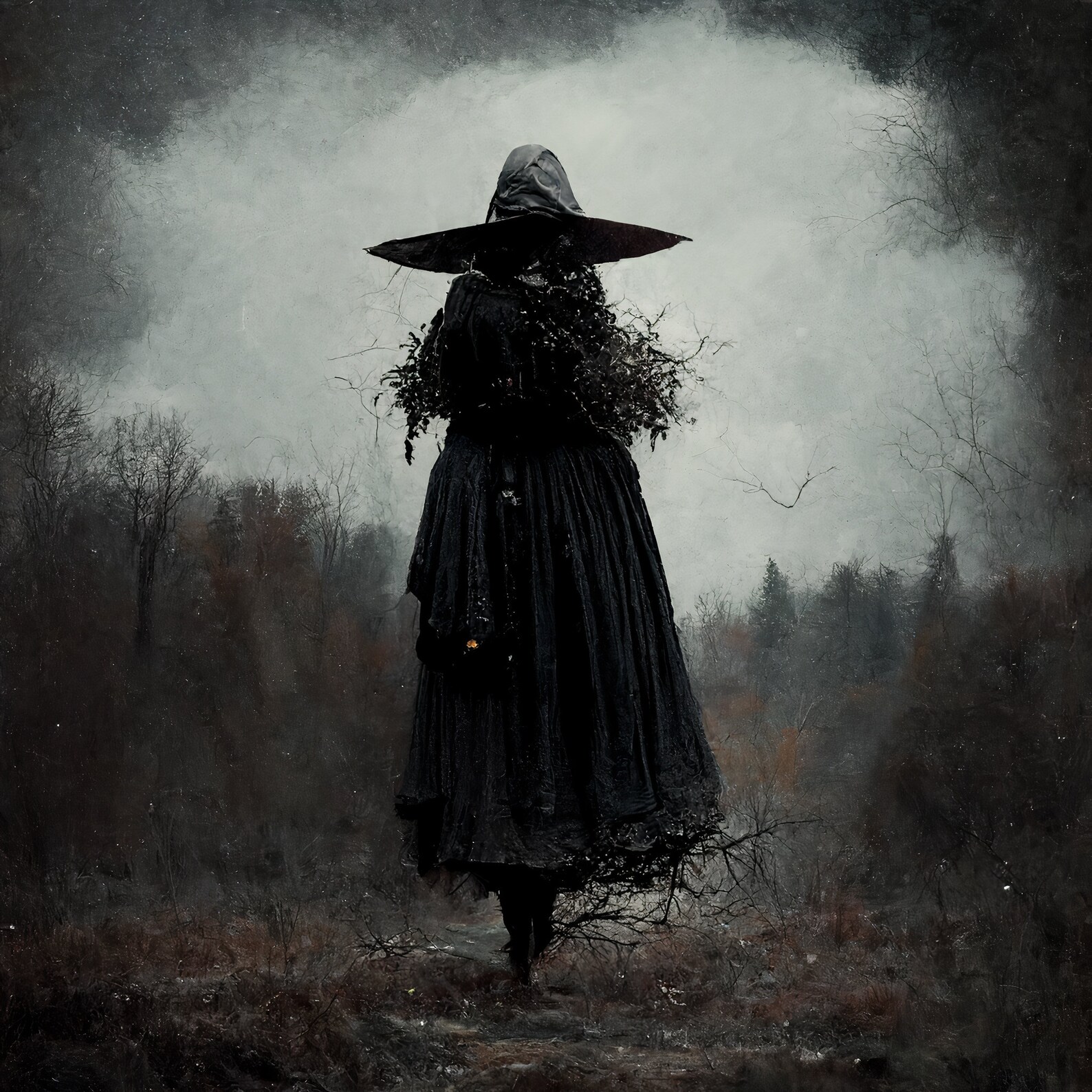 Dark and Moody Cottagecore Witch - Digital Art Print for Witchy Home ...
