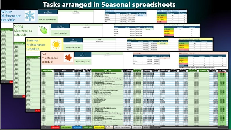 Fall Spreadsheet Powerful Property Maintenance Log | Planned and Reactive Maintenance ...