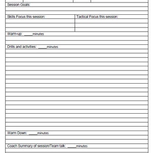 Netball Coach Book Printable Templates, Black and White, Simple Format ...
