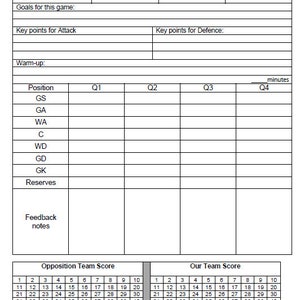 Netball Coach Book Printable Templates, Black and White, Simple Format ...
