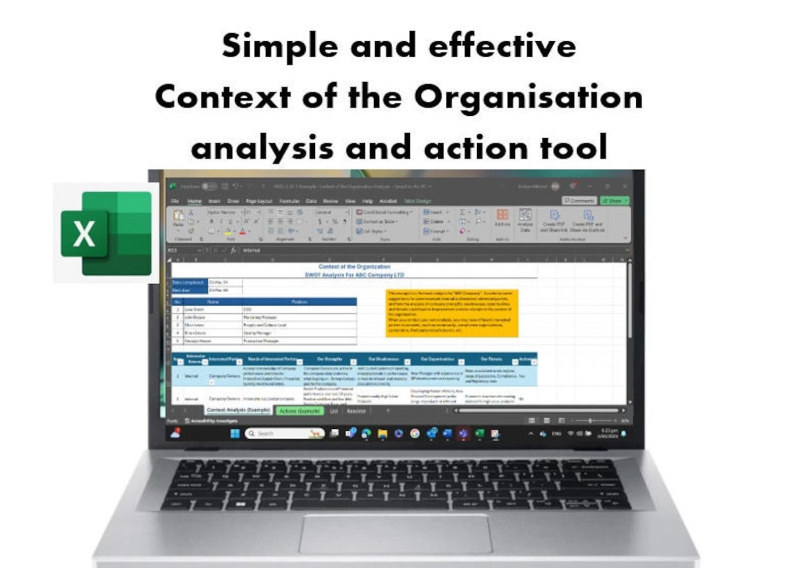 SWOT Analysis Tool - Context of the Organization Analysis and Actions ...
