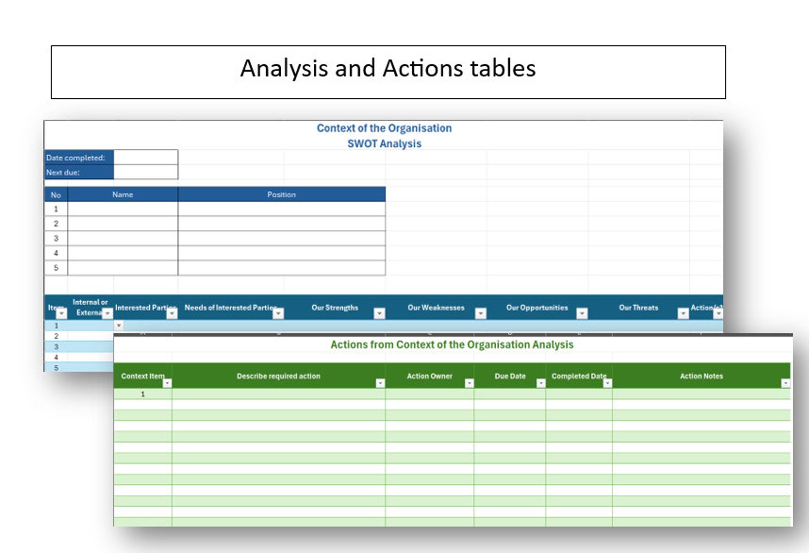 SWOT Analysis Tool - Context of the Organization Analysis and Actions ...