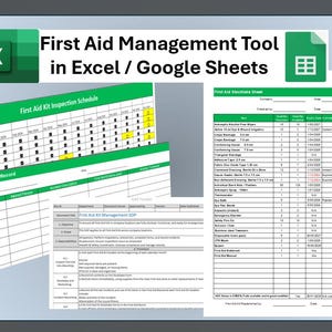 First Aid Forms | First Aid Kit Checklist | Excel or google sheets First aid management