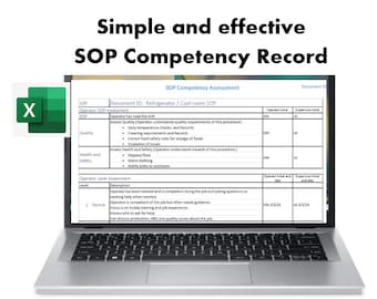 Training Record for Employee | SOP Competency Workbook| Excel Tool | Example included