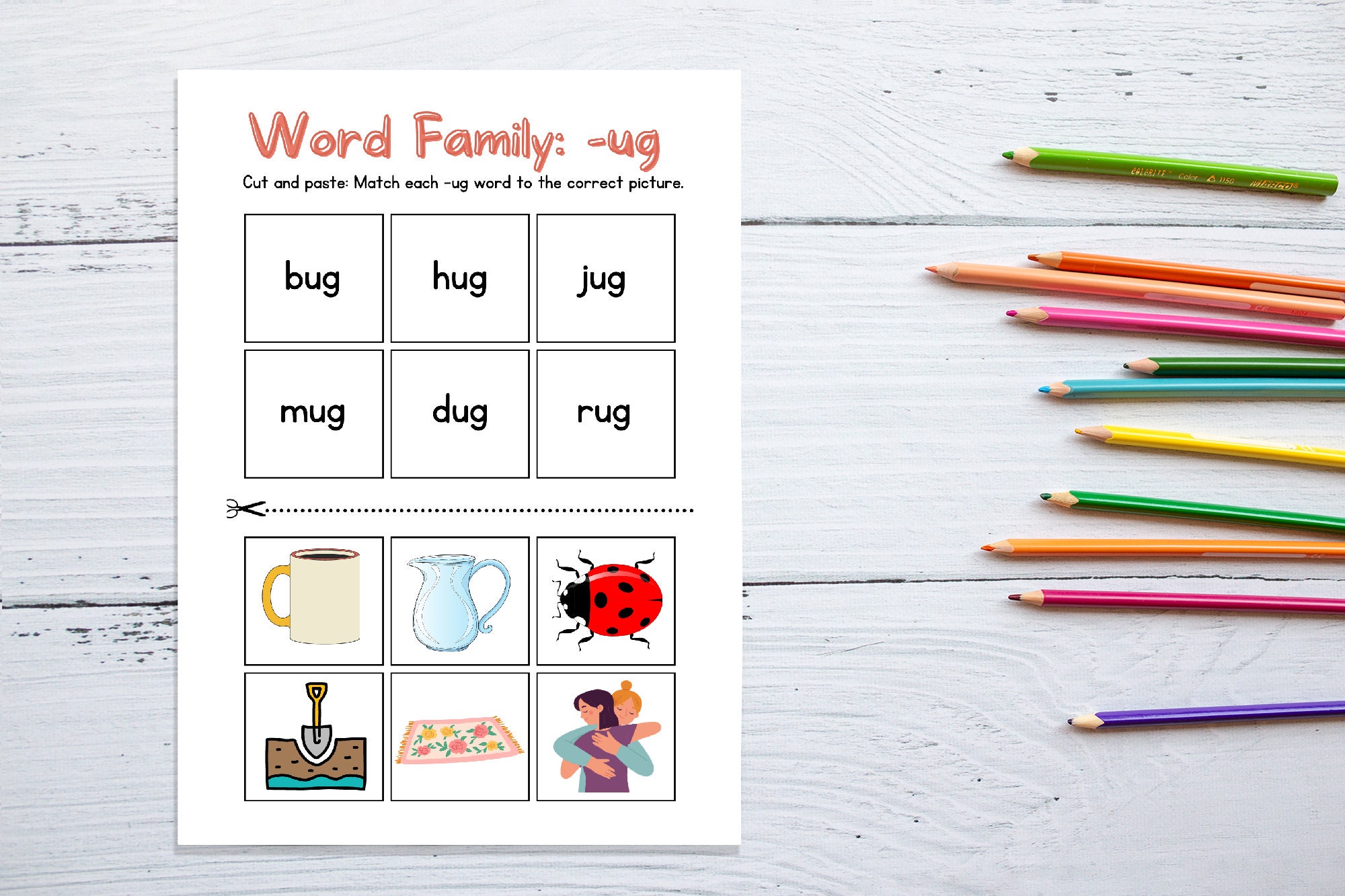 CVC Short U Words Practice Cut and Paste Activity for Etsy