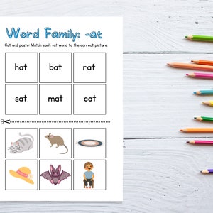 CVC Short A Words Practice, Cut and Paste Activity for Kindergarten and Grade 1, Instant Download, Printable, Educational Worksheet
