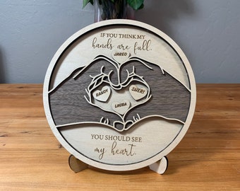 Happy Mothers Day, Mothers Day, Heart, Custom, Laser Engraved,Hand, Personalised, Gift,First Mothers Day Gift,Heart Pattern,Mother Day Gift.