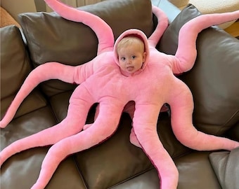 Funny Octopus Costume for Dogs & Babies, Plush Halloween Costume, Pink Cosplay Outfit, Pet Costume, Baby Halloween Outfit, Party Costume