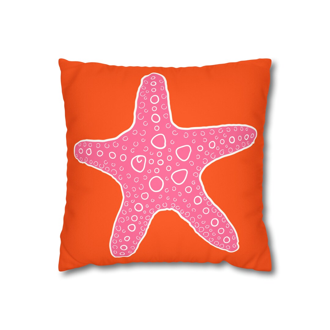 Pillow Cover Starfish Reversible Throw Pillow Cover Mandarin Orange