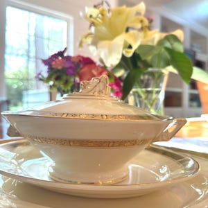 Burgess & Leigh Zenith Vegetable Dish w/ Damaged Handle | Antique Burleigh Ware Bowl | Art Deco English China | Shabby Chic | Wabi-Sabi