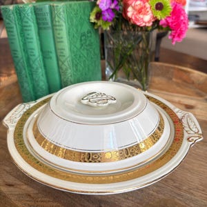 Antique Burgess & Leigh Zenith Vegetable Bowl with Lid | Burleigh Ware 1906 | English China | Art Deco Vintage Serving Dish | Cottagecore