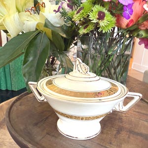 Antique Burgess & Leigh Zenith Sugar Bowl with Lid | English Art Deco China | 1906 Burleigh Ware | Collectible Vintage Piece | Cottagecore