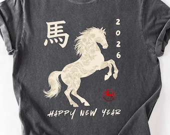 Year of the Horse Shirt 2026 • Asian Floral Horse Tee • Lunar New Year Shirt • Happy New Year design