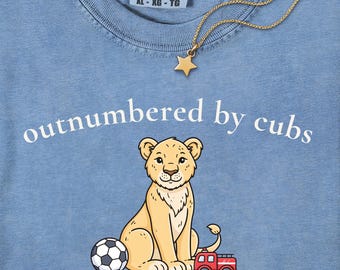 Outnumbered By Cubs Shirt, Boy Mom Comfort Colors Tee, Lion Mama Shirt, Mom of Boys Gift, Cute Soccer Truck Mom Shirt