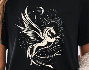 Pegasus V Neck Shirt, Mythical Horse Tee, Fantasy Aesthetic Gift, Bella Canvas 3005 Womens V Neck Graphic Tee