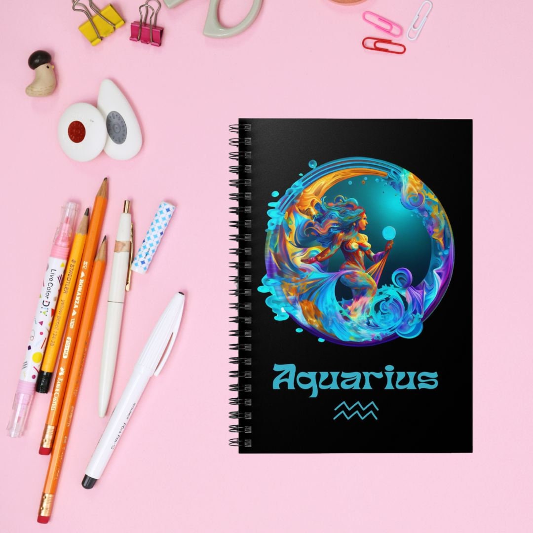 Aquarius Spiral Notebook Zodiac Inspired Design for Astrology - Etsy