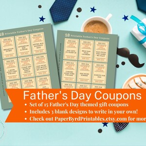 Druckbare Gutscheine, DIY Vatertag Geschenkgutscheine, Geschenk für Papa, Vatertagsaktivität, Vatertagscoupons für Papa, Stiefvatergeschenk