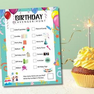 Birthday Scavenger Hunt, Scavenger Hunt, Pizza Party Game, Instant Download, Kids Party Game, Easy Treasure Hunt, Easy Party Game