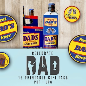 Dad's Day Printable Gift Tags, Best Dad Ever, Fathers Day Gift from Wife, Step Dad Gift, Fathers Day Funny, Treat Tag, Father In Law Gift
