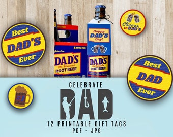 Dad's Day Printable Gift Tags, Best Dad Ever, Fathers Day Gift from Wife, Step Dad Gift, Fathers Day Funny, Treat Tag, Father In Law Gift