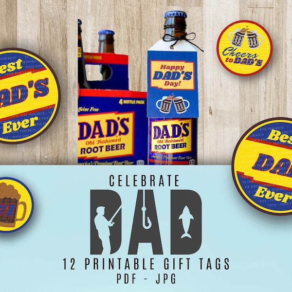 Dad's Day Printable Gift Tags, Best Dad Ever, Fathers Day Gift from Wife, Step Dad Gift, Fathers Day Funny, Treat Tag, Father In Law Gift