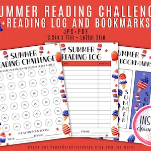 Patriotic, Summer Reading Challenge, Summer Reading Log, Kids Reading Log, Reading Tracker, Kids Reading, Reading Challenge, Sight Words