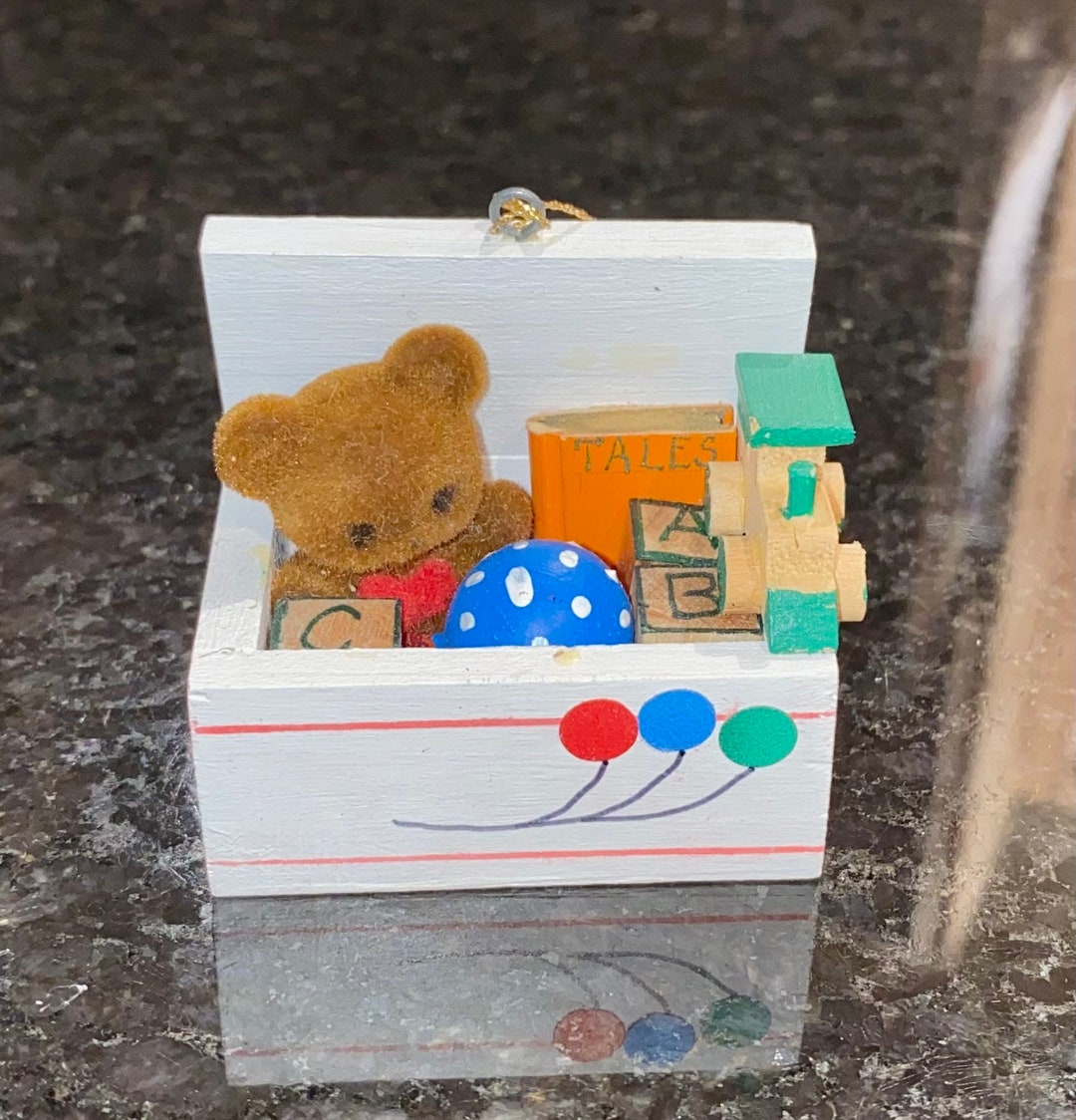 Rare Vintage Teddy Bear Toy Box Christmas Ornament Etsy