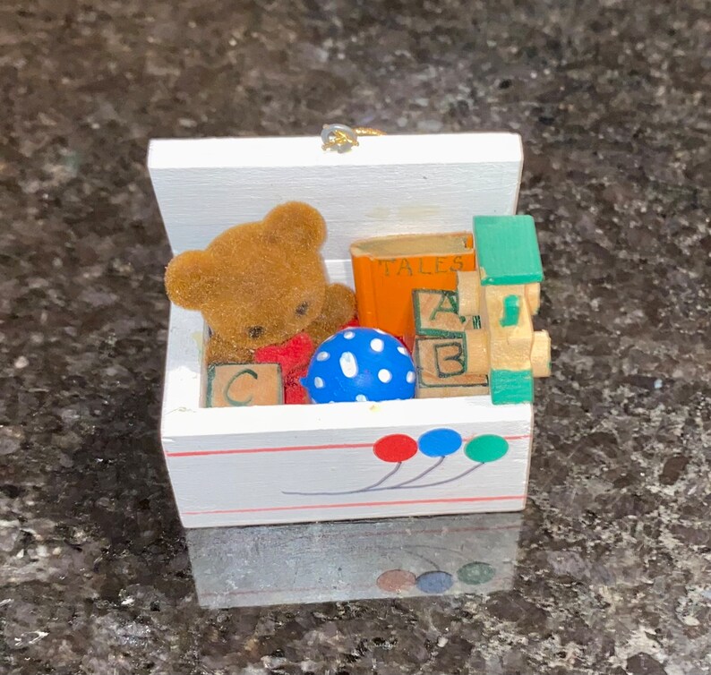 Rare Vintage Teddy Bear Toy Box Christmas Ornament Etsy