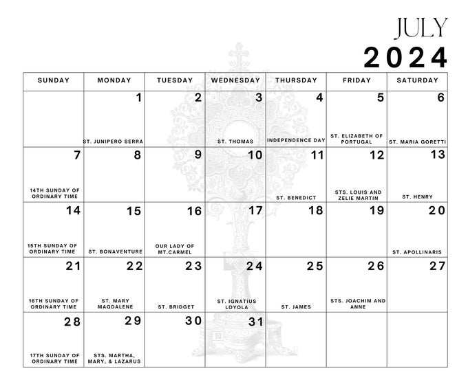 2324 Liturgical Calendar Guide Printable Church Calendar With