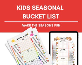 Kids Seasonal Bucket List Printable, Family Activity Checklist (Instant Download)