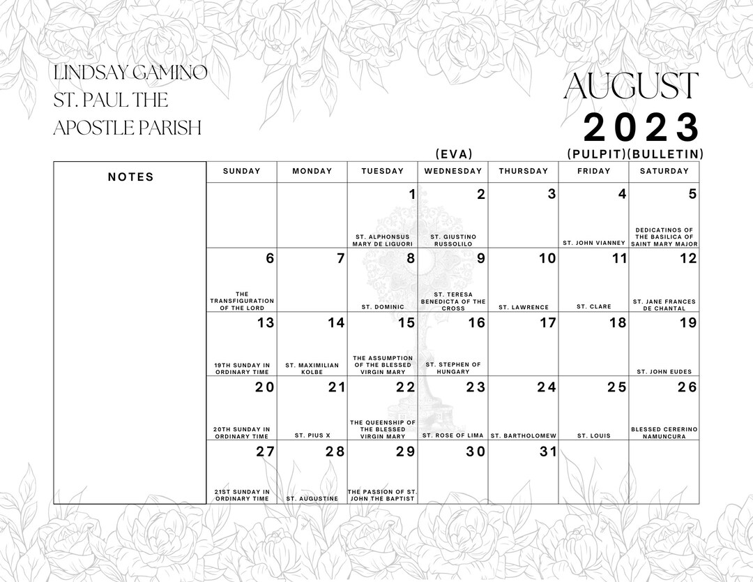 Liturgical Calendar July 2023july 2024 Liturgical Dates and Etsy Canada