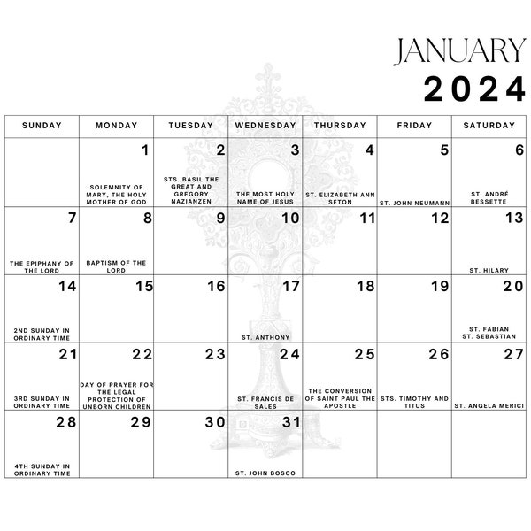 2024 Liturgical Calendar Etsy