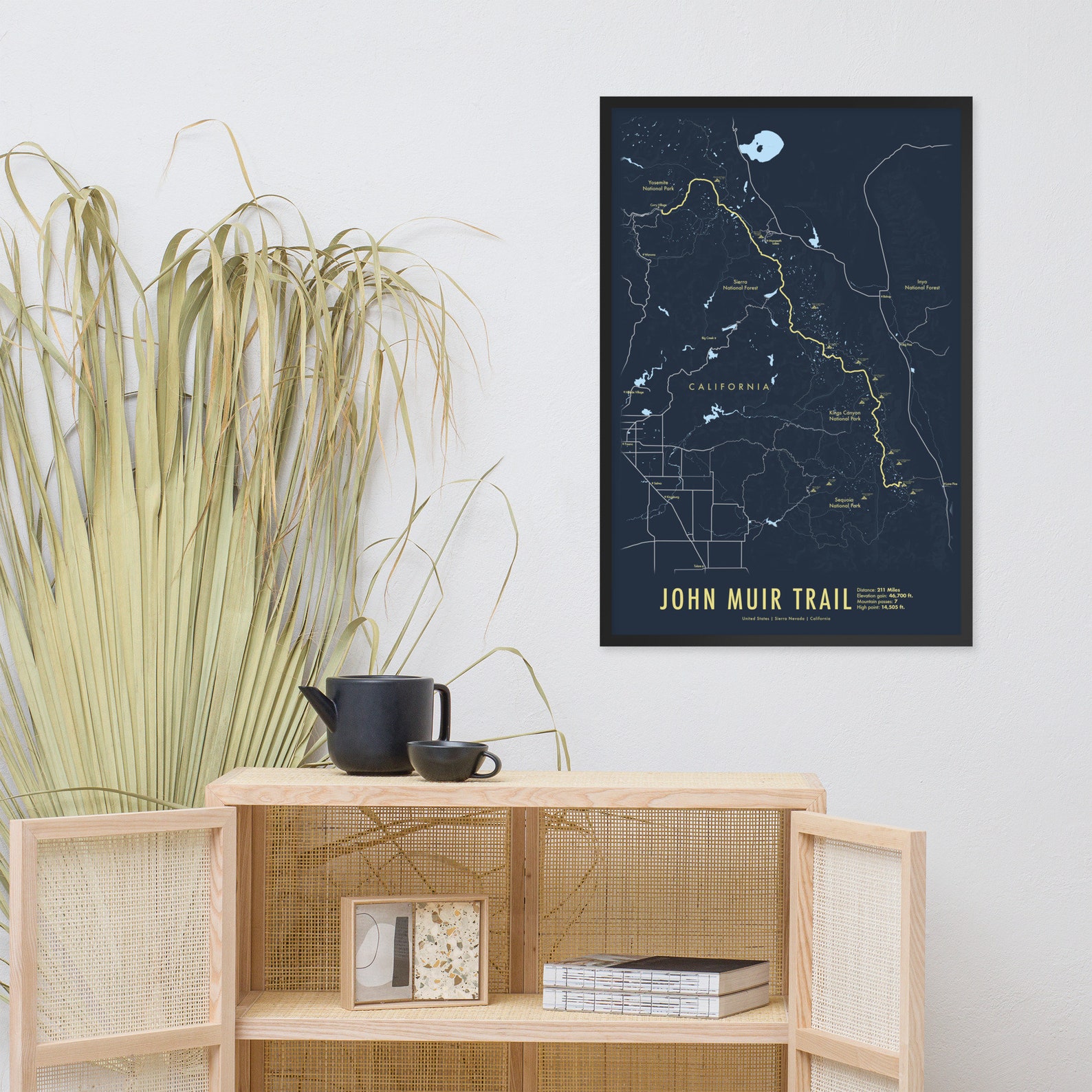 JMT John Muir Trail Map California Trail Poster Hiking California ...