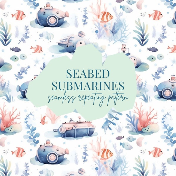 Seabed Submarines Commercial Use Digital Paper For Fabric Printing, Sublimation, Tumblers, Wallpaper, Graphic/Web Design