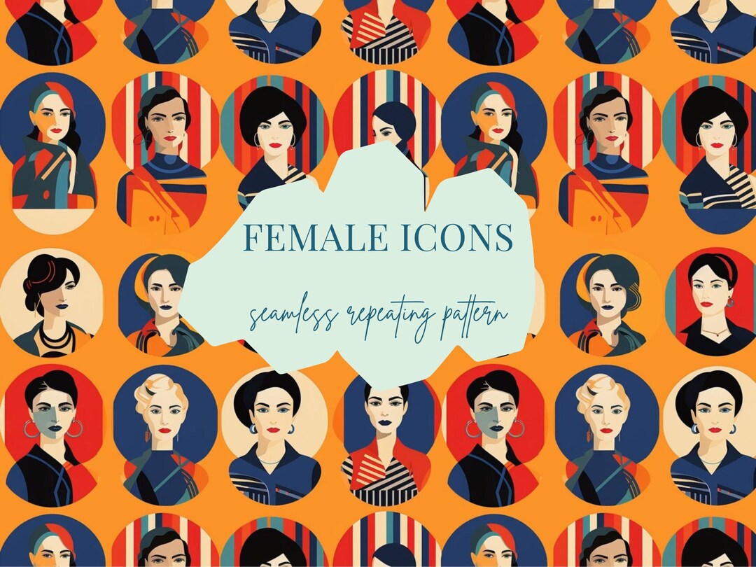 Female Icons Instant Download Digital Paper for Fabric, Tumbler Wraps ...
