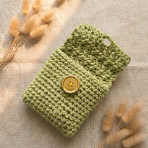Sage Green Pocket Rosary Pouch, Handcrafted Crochet Holder, Catholic Confirmation and First Communion Gift, Travel Prayer Bead Case