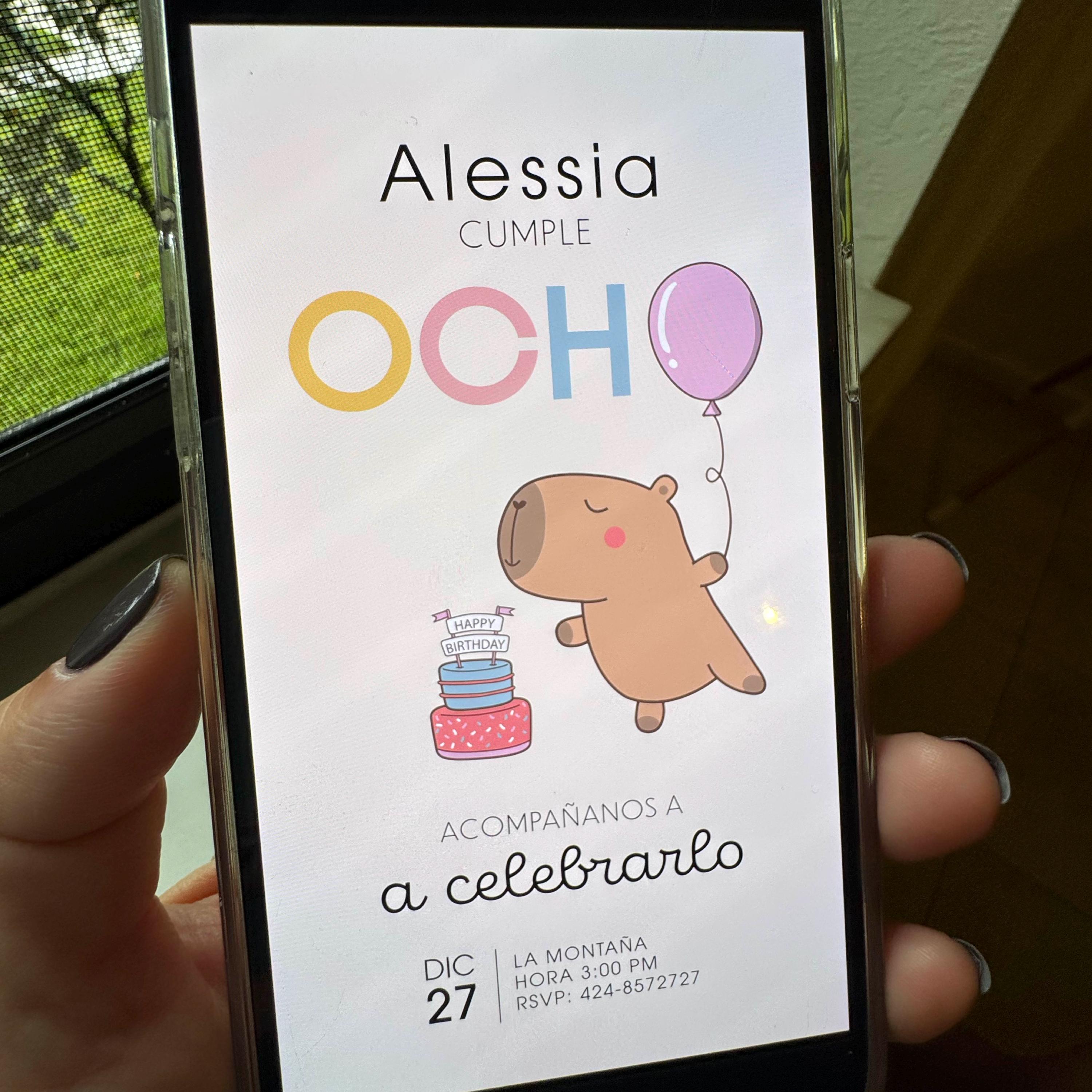 Invitation d'anniversaire Capybara [anglais ou espagnol] France