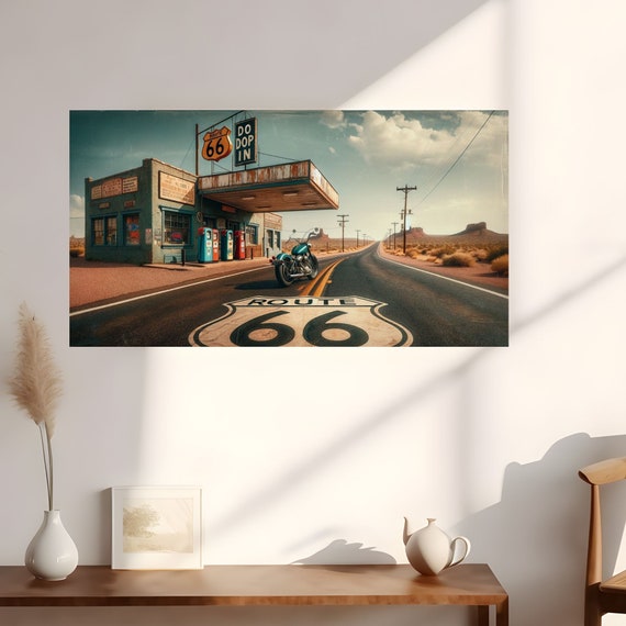 Vintage Route 66 Gas Station Print | Historic Holbrook AZ Wall Art