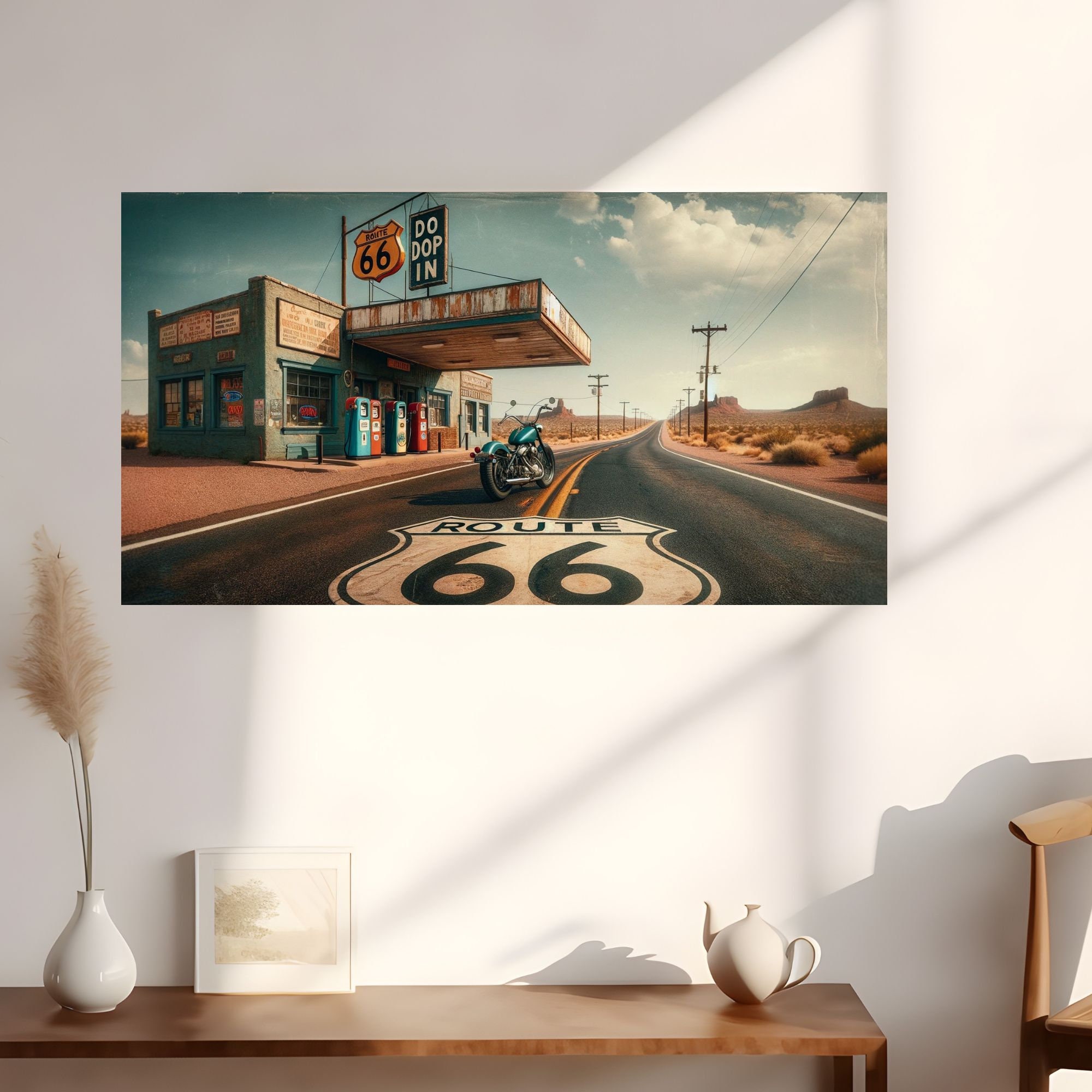 Vintage Route 66 Gas Station Print | Historic Holbrook AZ Wall Art