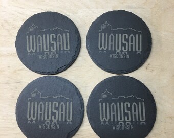 Sets of Laser engraved Slate Coasters
