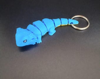 Blue and Yellow Flexi Bearded Dragon Keychain