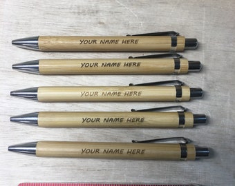 Custom Laser Engraved Bamboo Pens (Quantity of 15)