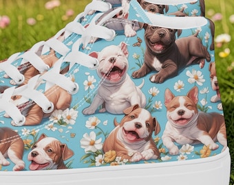 Pitbull Shoes, Pitbull Mom Gift, Women's High Top Sneakers, Pitbull Lover Gift
