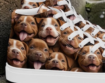 Pitbull Shoes, Pitbull Mom Gift, Women's High Top Sneakers, Pitbull Lover Gift