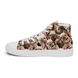 Buty Męskie w Stylu Converse Jasny Buldog Francuski, Buty Buldog Francuski, Wysokie Sneakersy Buldog Francuski zdjęcie 8