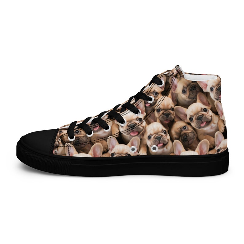 Buty Męskie w Stylu Converse Jasny Buldog Francuski, Buty Buldog Francuski, Wysokie Sneakersy Buldog Francuski zdjęcie 3