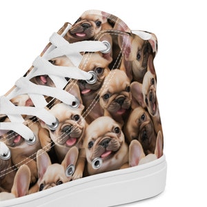 Buty Męskie w Stylu Converse Jasny Buldog Francuski, Buty Buldog Francuski, Wysokie Sneakersy Buldog Francuski zdjęcie 9