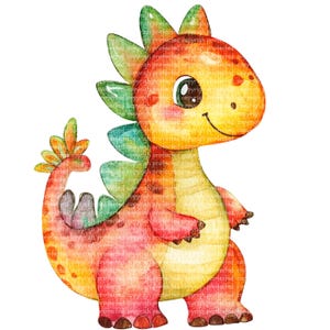 12 imágenes prediseñadas de dinosaurios bebés: dinosaurios de acuarela PNG, imágenes prediseñadas imprimibles, fondo transparente, lindas pegatinas de papel para manualidades de guardería
