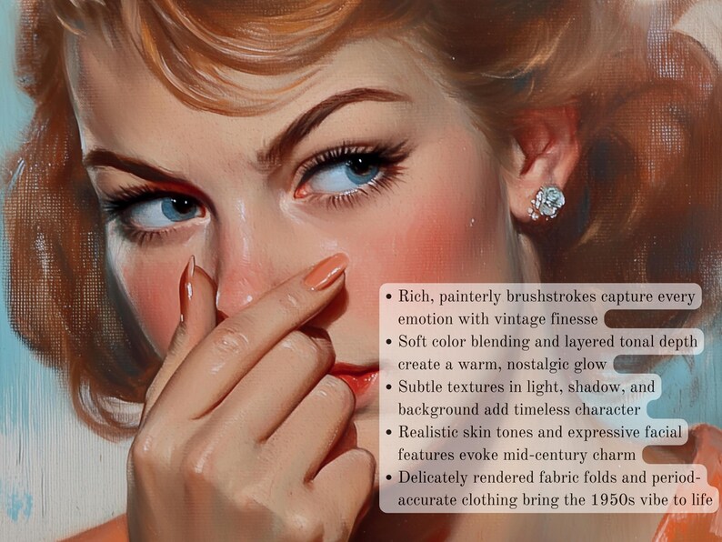 Funny mid-century bathroom wall art printable featuring a vintage 1950s-style man and woman holding their noses in exaggerated disgust. Styled like oil-painted magazine covers, these digital downloads include five sizes at 300 DPI. Perfect for retro bathroom decor, gag gifts, or quirky powder room wall art. Painterly brushstrokes, expressive faces, and classic Americana details bring nostalgic charm and cheeky humor to your home.