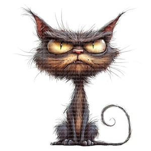 16 imágenes prediseñadas de gatos agotados: imágenes PNG de gatos de dibujos animados en acuarela, fondo transparente, imágenes prediseñadas imprimibles, pegatinas de papel para manualidades de gatitos y mascotas.